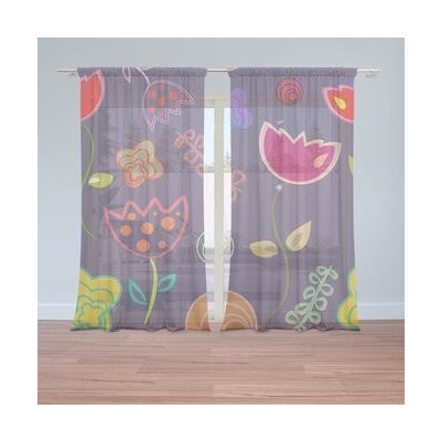Sablio Záclony Nakreslené květiny: 2ks 150x250cm – Hledejceny.cz