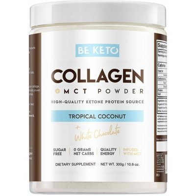 BeKeto Kolagenový MCT Prášek Tropický Kokos a Bílá Čokoláda 300 g – Hledejceny.cz