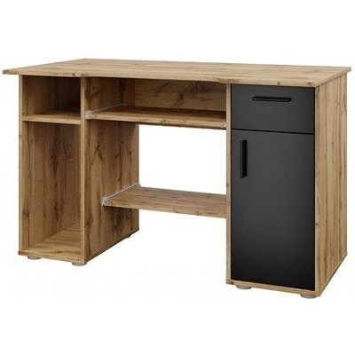 Nejlevnější nábytek Nejby Flynn PC stůl, dub wotan / černá – Sleviste.cz