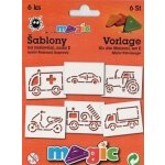 Magic šablony papírové 6 ks sada E POZEMNÍ DOPRAVA – Sleviste.cz