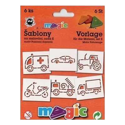 Magic šablony papírové 6 ks sada E POZEMNÍ DOPRAVA – Sleviste.cz
