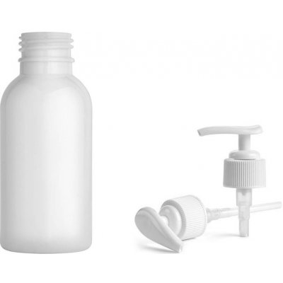 Tera Plastová lékovka bílá s bílým dávkovačem 100 ml PET, PE plastové lahvičky 100 ml