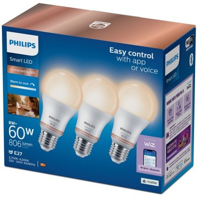 Philips Chytrá žárovka Smart LED 8 W, E27, Tunable White, 3 ks