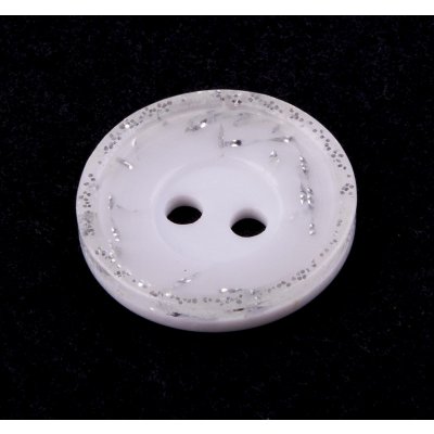 Knoflík bílý se stříbrným okrajem 15 mm – Hledejceny.cz