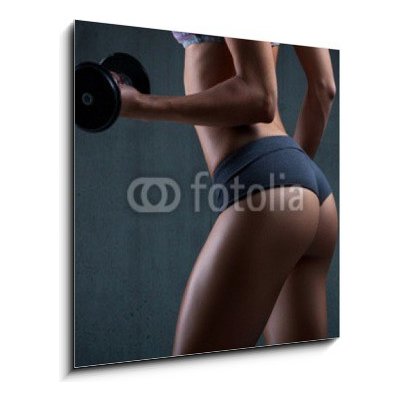 Skleněný obraz 1D - 50 x 50 cm - Very sexy young beautiful ass in thong. Beautiful athletic woman Velmi sexy mladá krásná zadek v řemínku. Krásná sportovní žena