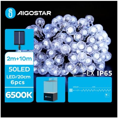 Aigostar LED Solární dekorační řetěz 50xLED 8 funkcí 12m IP65 studená bílá | AI0430 – Hledejceny.cz