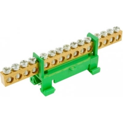 Můstek PE 15 (svorkovnice 15x16mm2), nekrytý IP00, zelený, 63A, na DIN 1000010 eleman – Zboží Mobilmania
