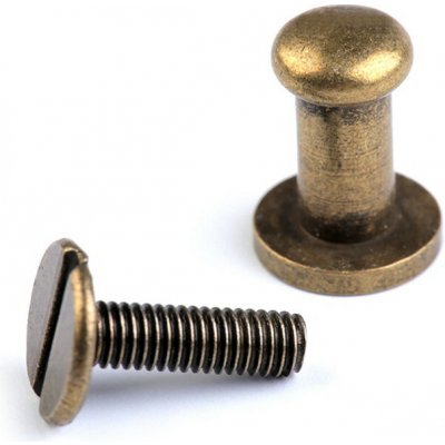 Sedlářský nýt šroubovací Ø6 mm - (14 mm) staromosaz (50 pár) – Zboží Dáma