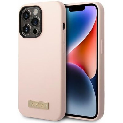 Pouzdro Guess Silicone Metal Logo MagSafe Kompatibilní iPhone 14 Pro Max růžové – Zbozi.Blesk.cz