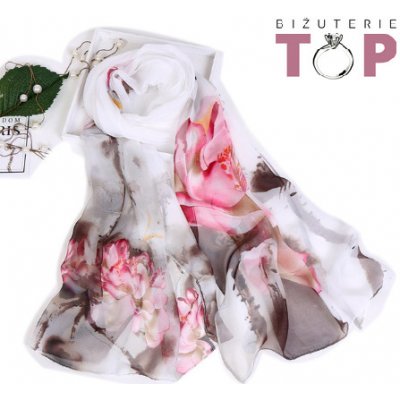 B-Top dámský elegantní šátek s růžovou květinou