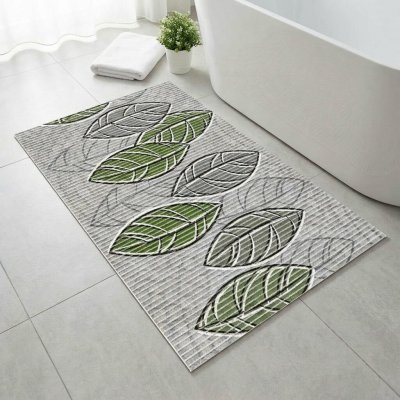 Aquamat 573D velké listy zelené na šedé metráž 65cm – Sleviste.cz