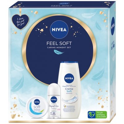 Nivea Feel Soft antiperspirant rollon 50 ml + intenzívny hydratačný krém 100 ml + sprchový gél 250 ml – Zbozi.Blesk.cz