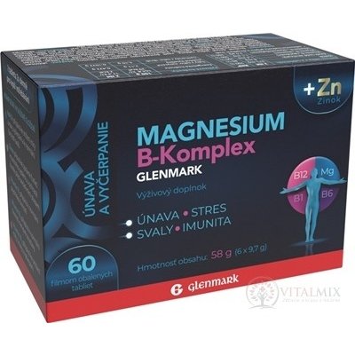 Magnesium B-Komplex GLENMARK + Zinek tablet 60 ks – Zboží Mobilmania