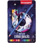 Bruynzeel 60212001 Triple pastelky Soft Feel v kovové etui sada 12 barev