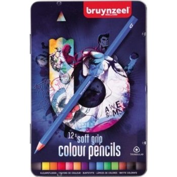 Bruynzeel 60212001 Triple pastelky Soft Feel v kovové etui sada 12 barev