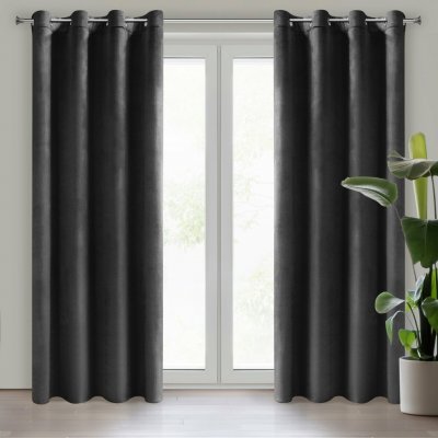 EUROFIRANY ZATEMŇOVACÍ ZÁVĚS NA KROUŽCÍCH MELANIE 140X250 CM ČERNÁ – Zboží Mobilmania