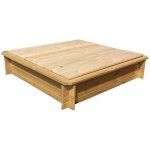 T-WOOD pískoviště čtyřhranné 120 x 120 x 26 cm s dřevěným krytem přírodní – Zbozi.Blesk.cz