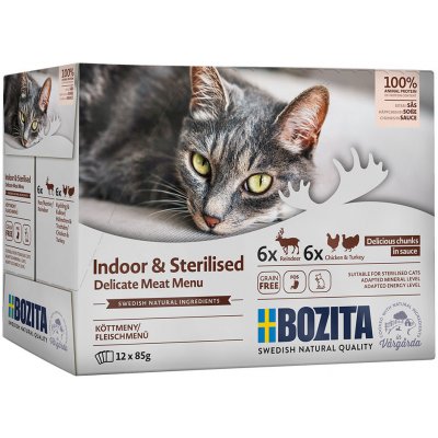 Bozita Indoor & Sterilised míchané balení v omáčce 12 x 85 g – Zbozi.Blesk.cz