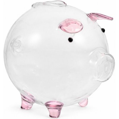 Verk 27693 Skleněná pokladnička prasátko s růžovými detaily – Sleviste.cz