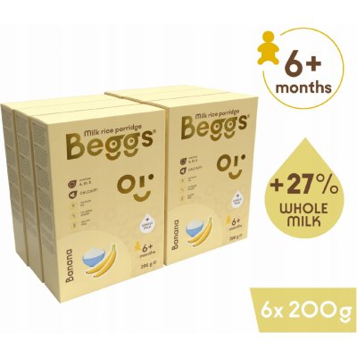 Beggs Mléčná rýžová kaše banánová 6 x 200 g – Zboží Dáma