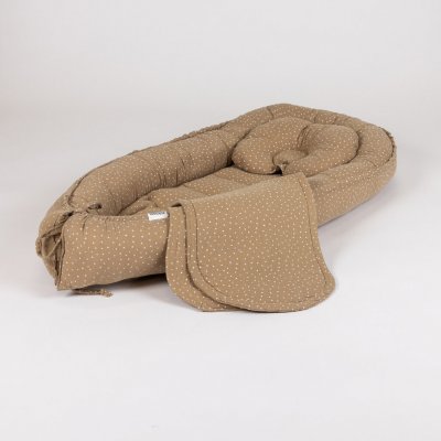 Tulimese Hnízdečko mušelínové béžové s puntíkem VARIANTY PROVEDENÍ HNÍZDEČKA: HNÍZDEČKO SOUPRAVA – Zboží Dáma