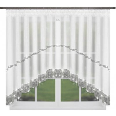 Fliying Hotová voálová záclona L236/4 bílá se zirkony 400x150 cm – Zboží Mobilmania