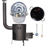 Kessel kotlík na guláš nerez 14 l 0,8 mm Paella pánev smalt 38 cm speciální vysoká žáruvzdorná kotlina Plus 600 °C 36 cm 1,5 mm poklice nerez 41 cm naběračka NEREZ a vařečka 5 – Zboží Dáma