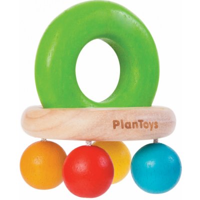 PlanToys Chrastítko s korálky barevné