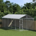 vidaXL Venkovní psí kotec se střechou stříbrný 300 x 750 x 250 cm – Zboží Dáma