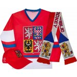 SportDres Hokejový fanouškovský set Česko státní znak červený + šála + červená kšiltovka – Zboží Mobilmania