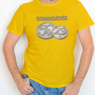 Sedmdesátník 70 let pánské tričko k 70. narozeninám dárek k sedmdesátce kulatiny 04 žlutá – Zbozi.Blesk.cz