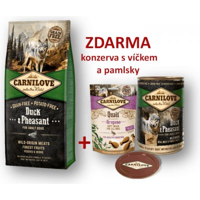 Carnilove Duck & Pheasant for adult dogs 12 kg + ZDARMA masová konzerva a pamlsky