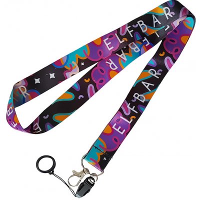 Šňůrka na krk ElfBar na e-cigaretu černo-růžová – Zboží Mobilmania