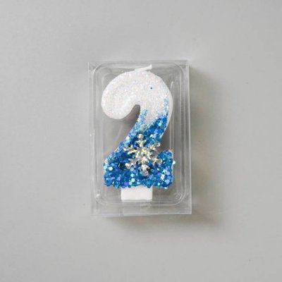 Dortisimo Svíčka bílo-modrá se sněhovou vločkou Frozen číslo 2 – Hledejceny.cz