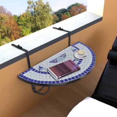 OMAXI 874492 Závěsný stolek na balkon modrý a bílý mozaika – Hledejceny.cz