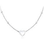 Minet Zlatý náhrdelník z bílého zlata se srdcem a kuličkami JMG0183WSN47 – Sleviste.cz