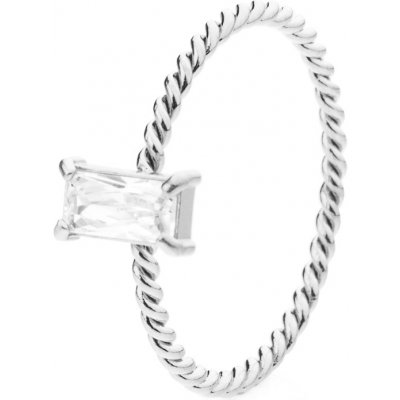 Franco Bene Diamond prsten s bílým kamínkem stříbrný 2107 – Zbozi.Blesk.cz