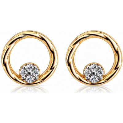 Šperky Eshop Náušnice 14K zlato kombinované zatočený kruh s brilianty S3BT513.35 – Hledejceny.cz