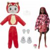 Panenka Barbie Barbie Cutie Reveal v kostýmu kotě v červeném kostýmu pandy HRK22