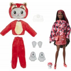 Barbie Cutie Reveal v kostýmu kotě v červeném kostýmu pandy HRK22