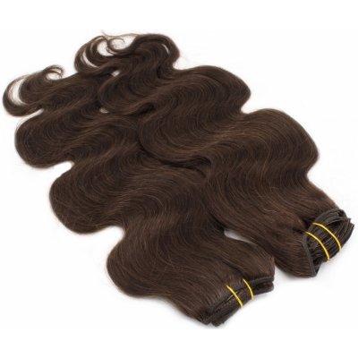 Deluxe clip in vlasy vlnité 100% lidské REMY 50cm tmavě hnědá – Hledejceny.cz