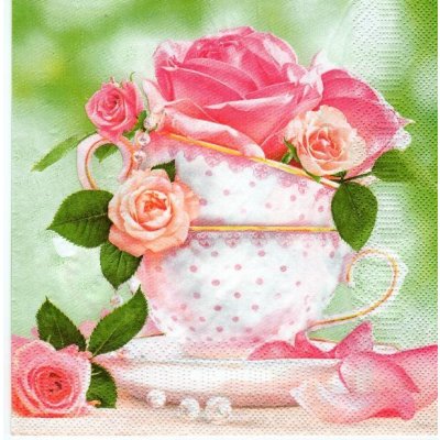 Ubrousek 33x33cm Růže v nádobě – Zboží Mobilmania
