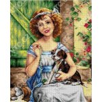 Předloha vyšívací 40 x 50 cm 2604 dívka s pejskem – Zboží Mobilmania