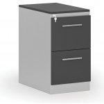 Primo Kovová zásuvková kartotéka s dřevěnými čely A4 2 zásuvky šedá/grafit – Zboží Dáma