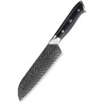 Swityf kuchyňské nože Damaškový nůž santoku rukojeť G10 DSK BK 18 cm