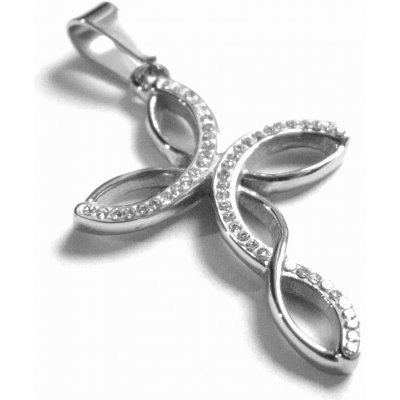 Steel Jewelry Přívěsek křížek s krystalky z chirurgické oceli PR130164