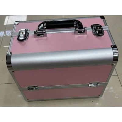 Aptel Kosmetický kufřík 35x25x31cm stříbrno-růžový CA34C – Zboží Mobilmania