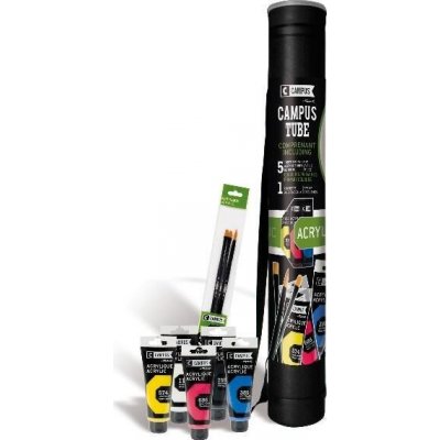 Raphaël Campus Tube Acrylic 5x100 ml akrylové barvy + 3 štětce v plastovém tubusu – Zboží Dáma