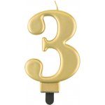 Godan Narozeninová svíčka 3 metalická zlatá – Hledejceny.cz
