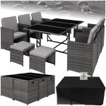 tectake 403867 zahradní ratanový nábytek malaga 6+4+1 vč. ochranné plachty šedá – Zboží Dáma